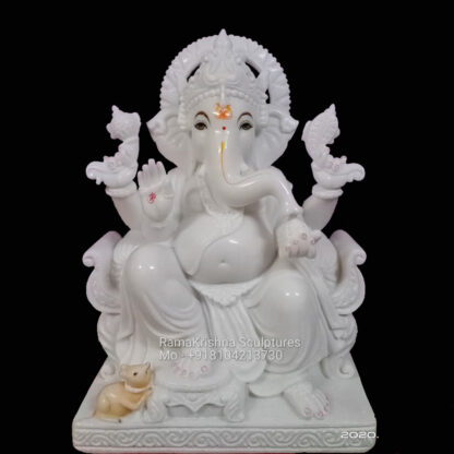 Pure white marble ganesha statue